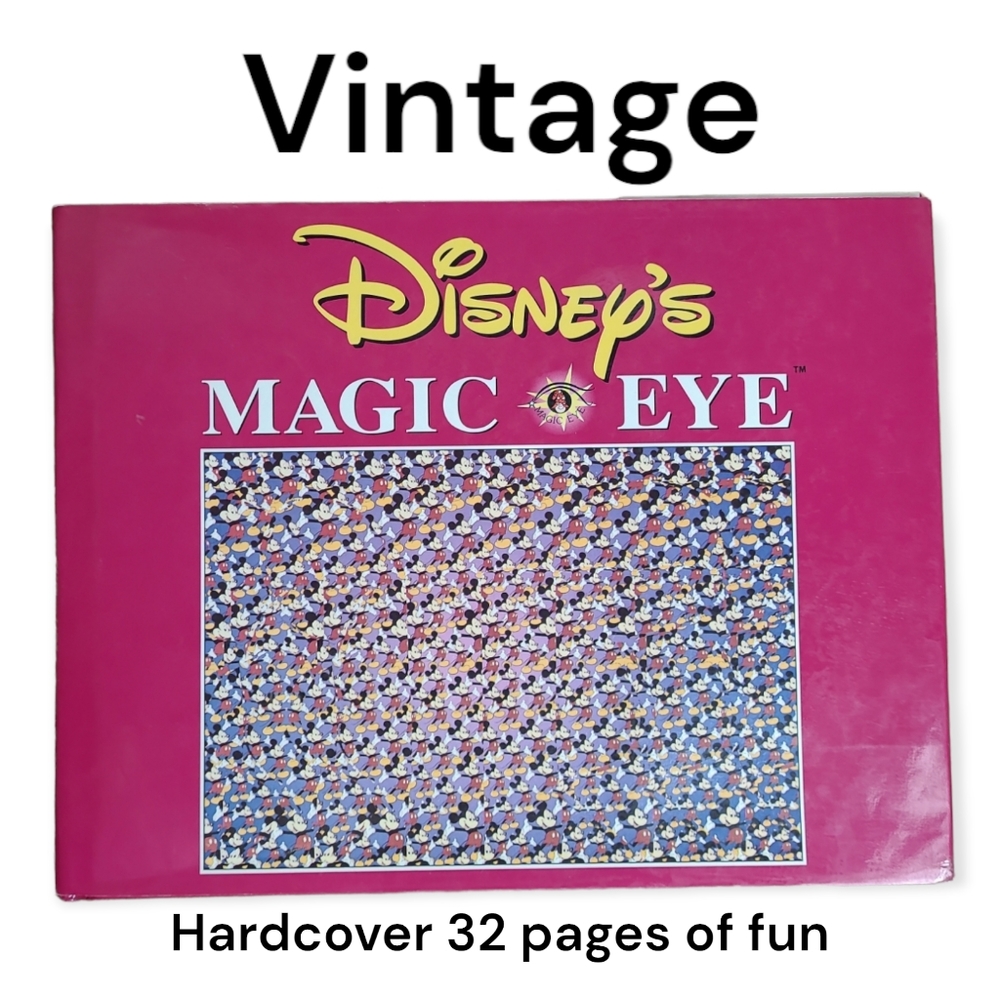 Vintage Magic Eye Disney's images large hardcover book & jacket nostalgic kids